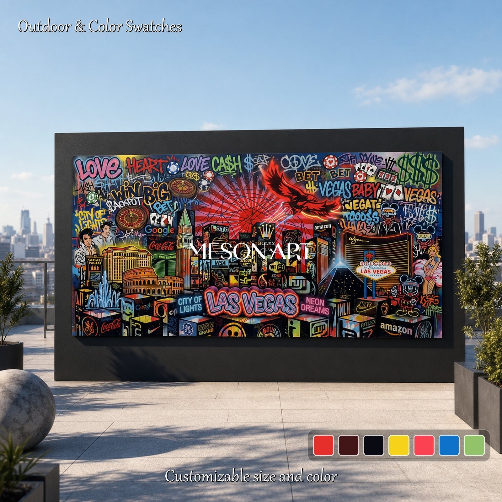 Black And Red Graffiti Art Square Wall Decor For Living Room Original Artist By Mesonart