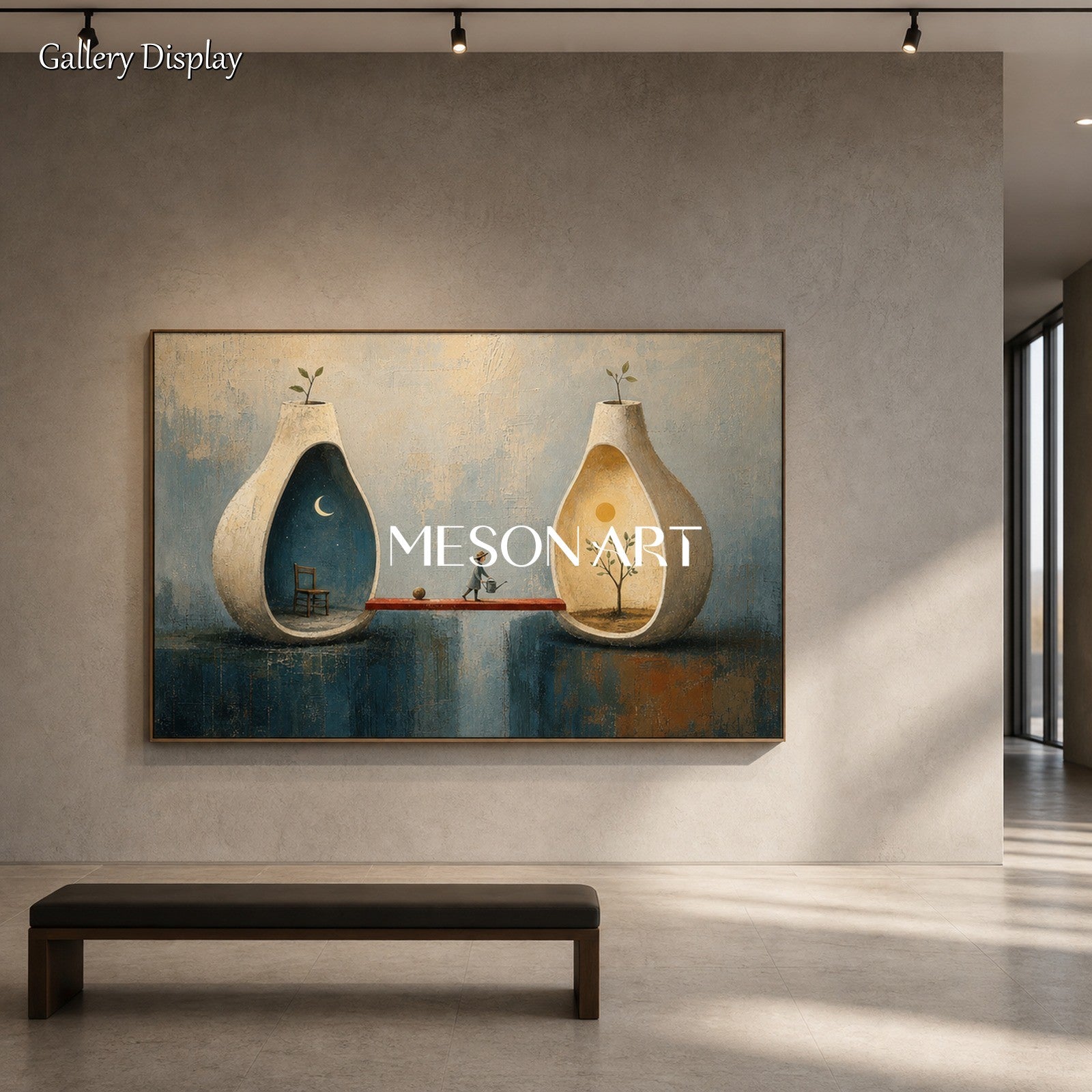 Surrealist Art Print Day And Night Balance For Modern Living Room Decor