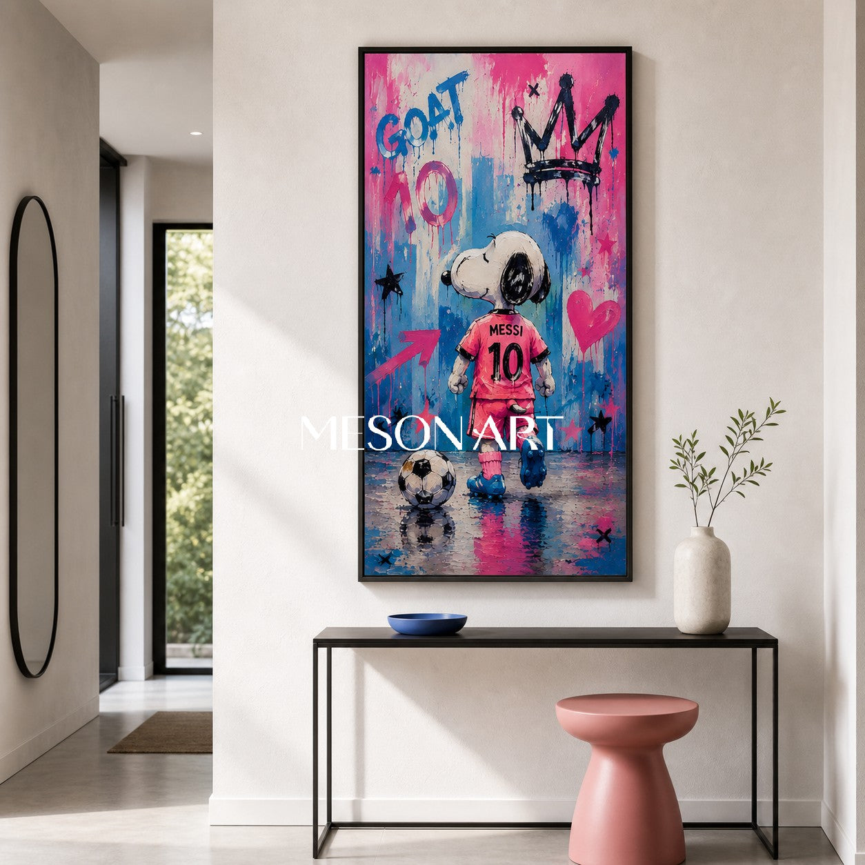 Crowned Champion Pop Art Painting With Pink Jersey And Graffiti Style For Kids Room