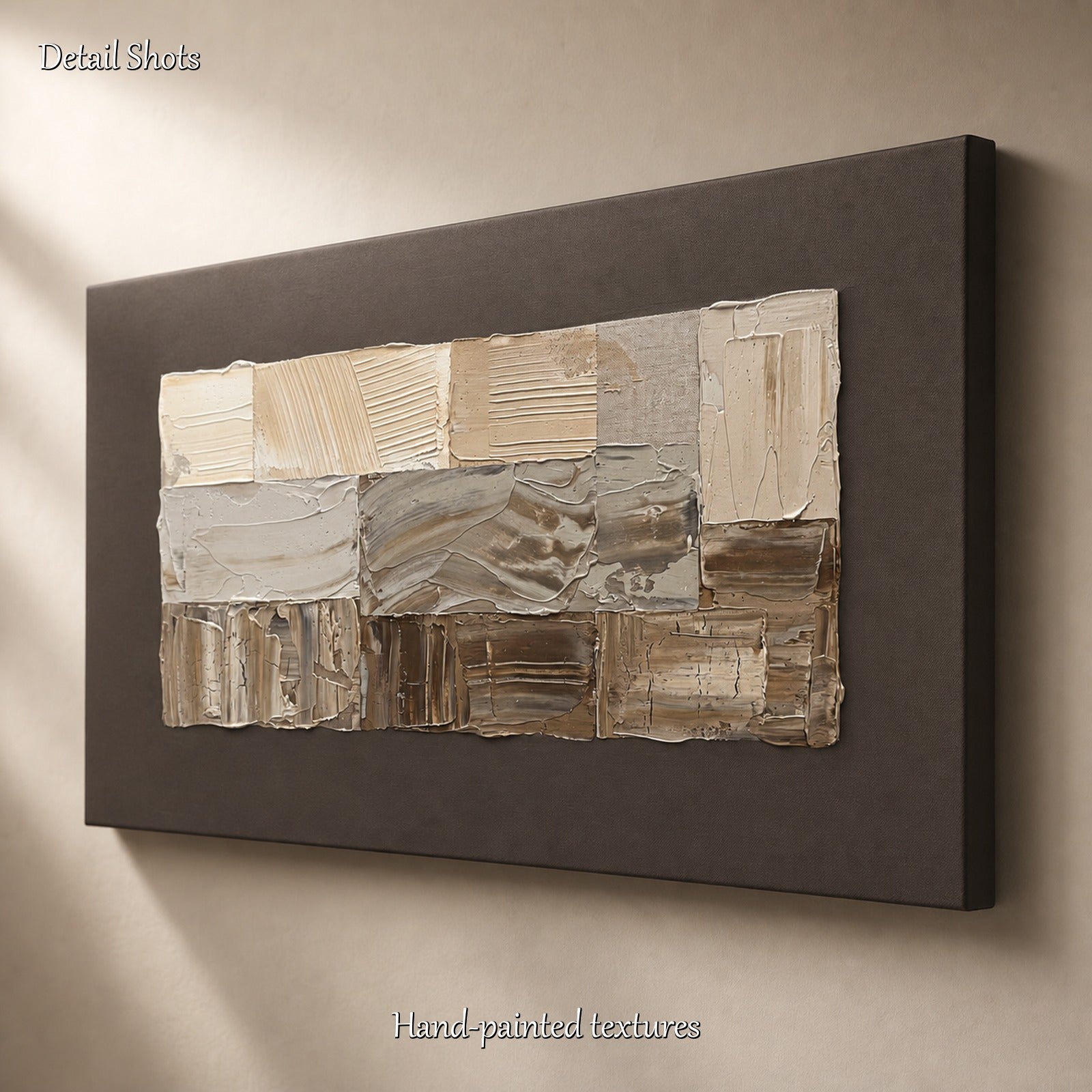 Large Textured Abstract Painting With Earthy Tones For Modern Home Decor