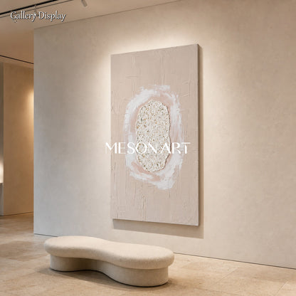 Minimalist Beige Textured Wall Art With Gold Accents For Modern Living Room And Bedroom Decor