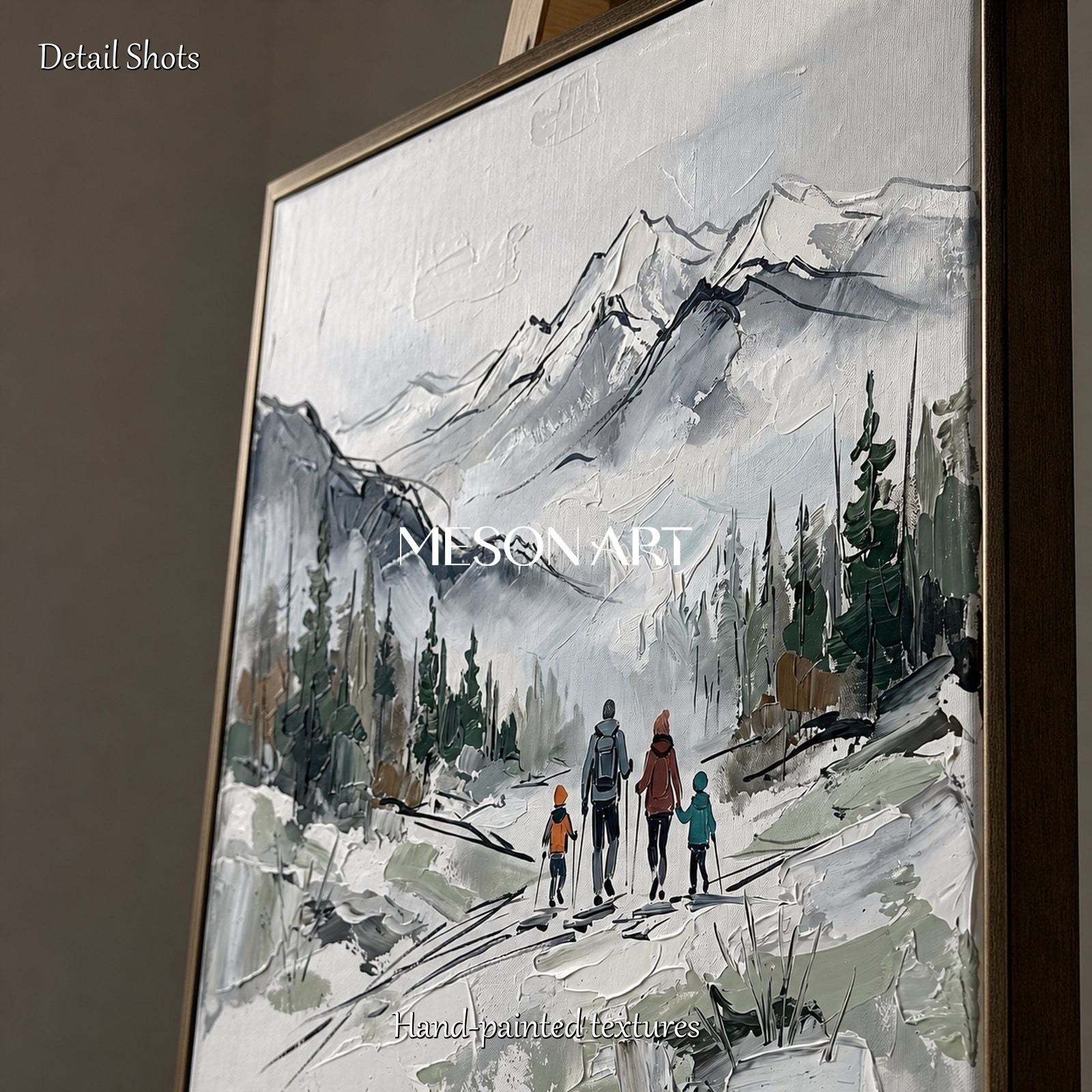 White And Gray Textured Landscape Painting Square Wall Art Original Artist Hand Painted By Mesonart