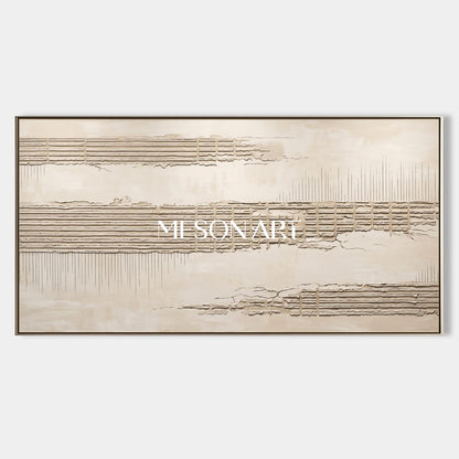 Beige Textured Painting Panoramic Wall Art For Living Room Original Artist Hand Painted By Mesonart