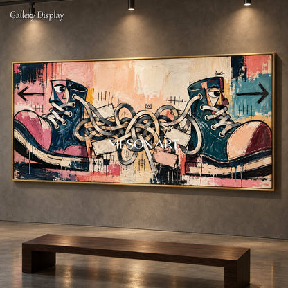 Pink And Blue Graffiti Abstract Painting Panoramic Wall Art Original Artist Statement Pop Street Canvas By Mesonart