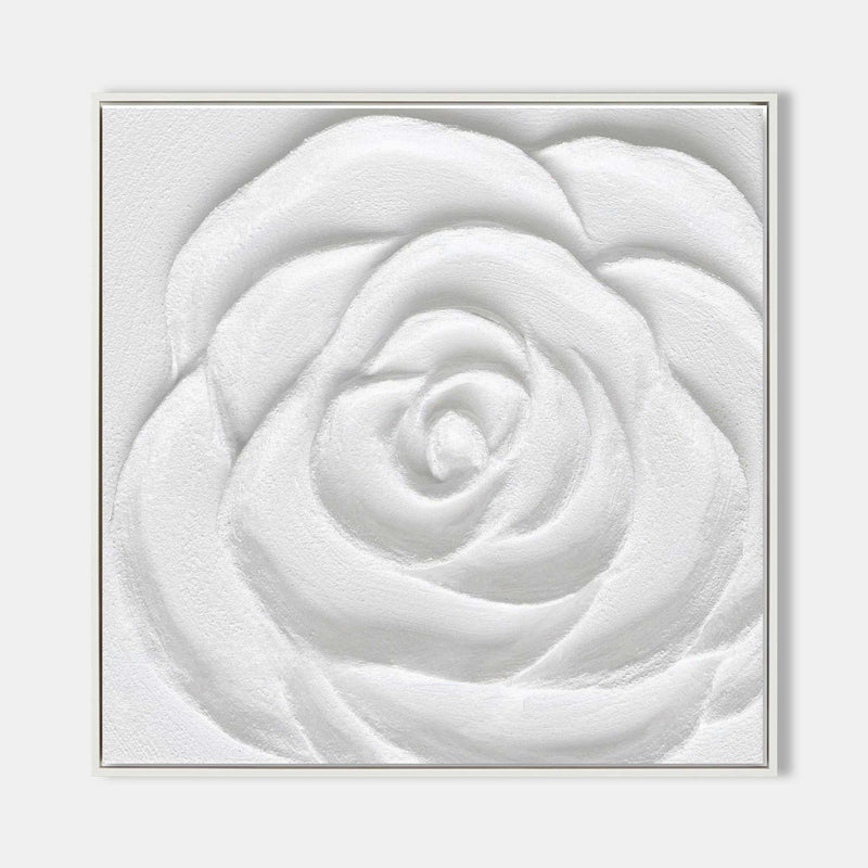 White Flower Plaster Art Plaster Art On Canvas For Sale Thick Acrylic Painting Textured Wall Art