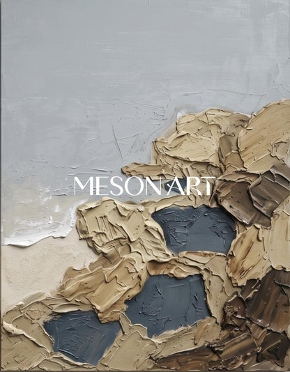 Dipinti astratti nei toni del beige e del grigio – Grande quadro rettangolare da appendere in salotto – Opera originale dell’artista Mesonart