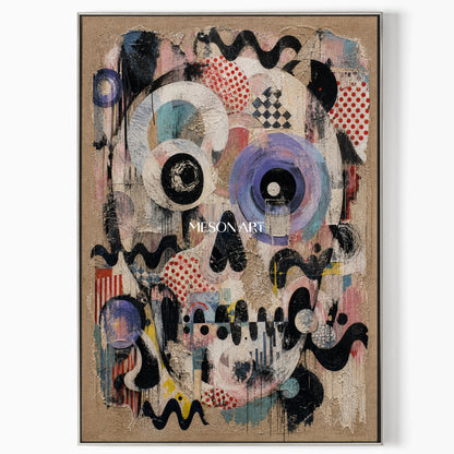 Original Pop Art Abstract Painting With Textured Layers For Modern Living Room Decor