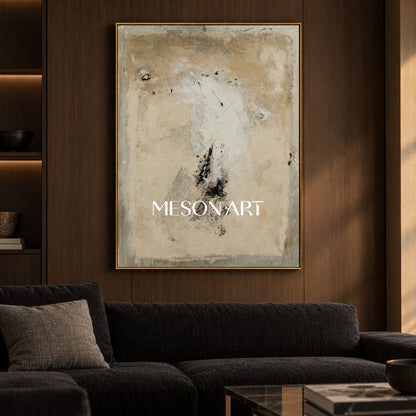 Neutral Abstract Art Textured Mixed Media Painting Original Artist Rectangular Wall Art For Living Room By Mesonart