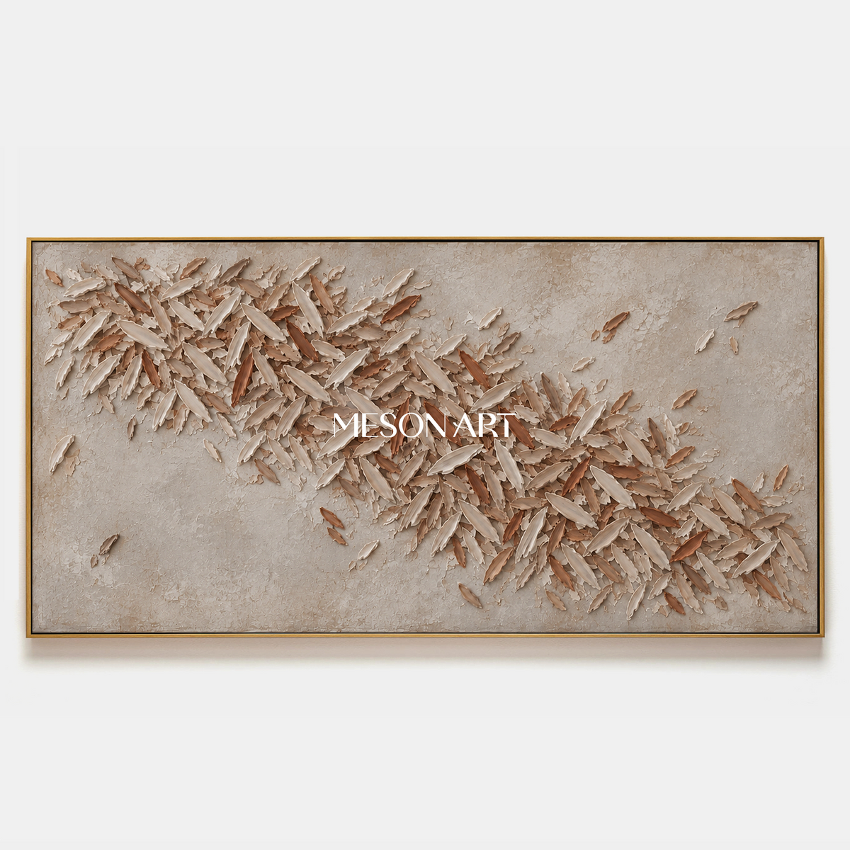 Beige And Brown Abstract Wabi Sabi Panoramic Wall Art Original Artist Modern Textured Painting By Mesonart