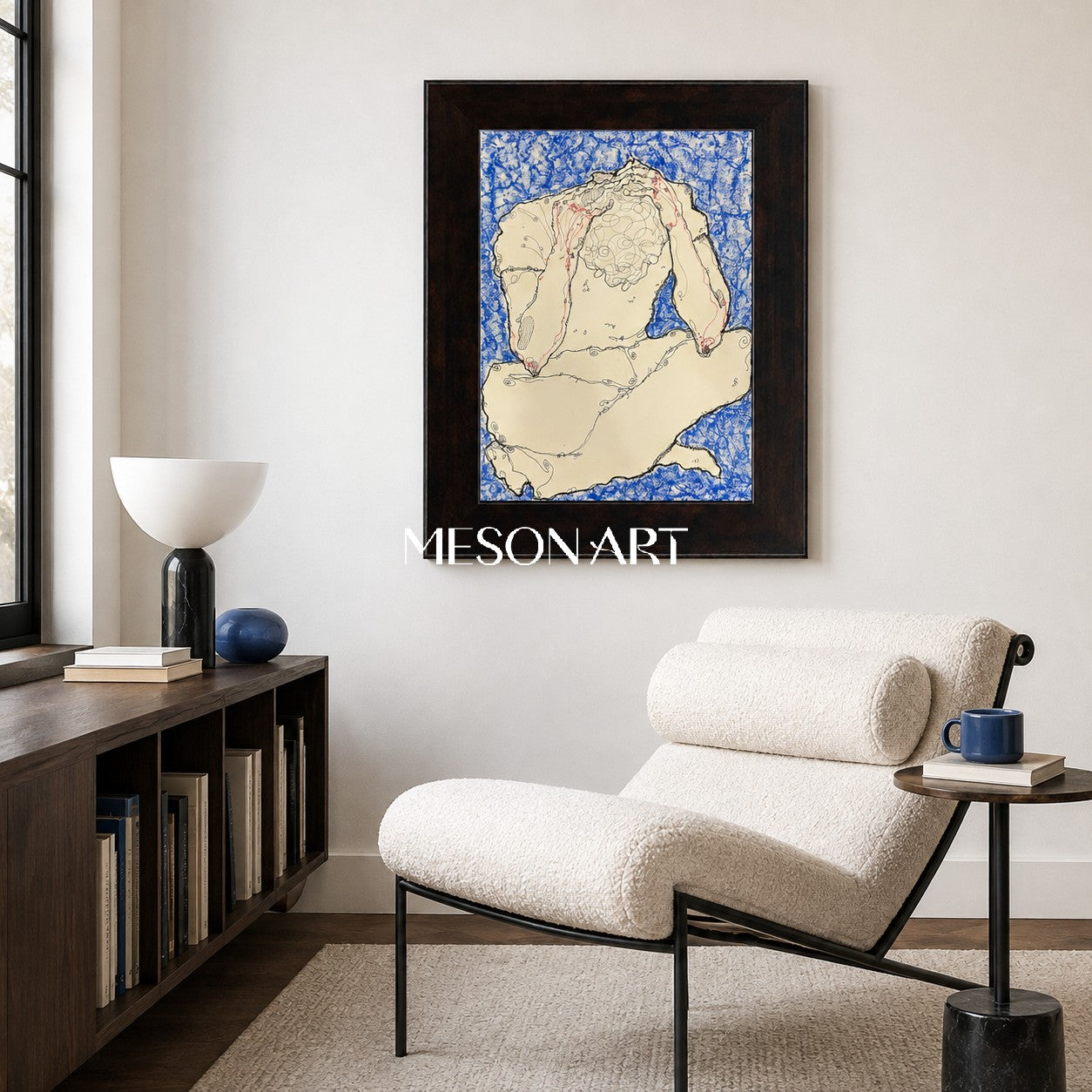 Blue And White Fine Art Statement Piece Rectangular Wall Decor For Living Room Original Artist By Mesonart