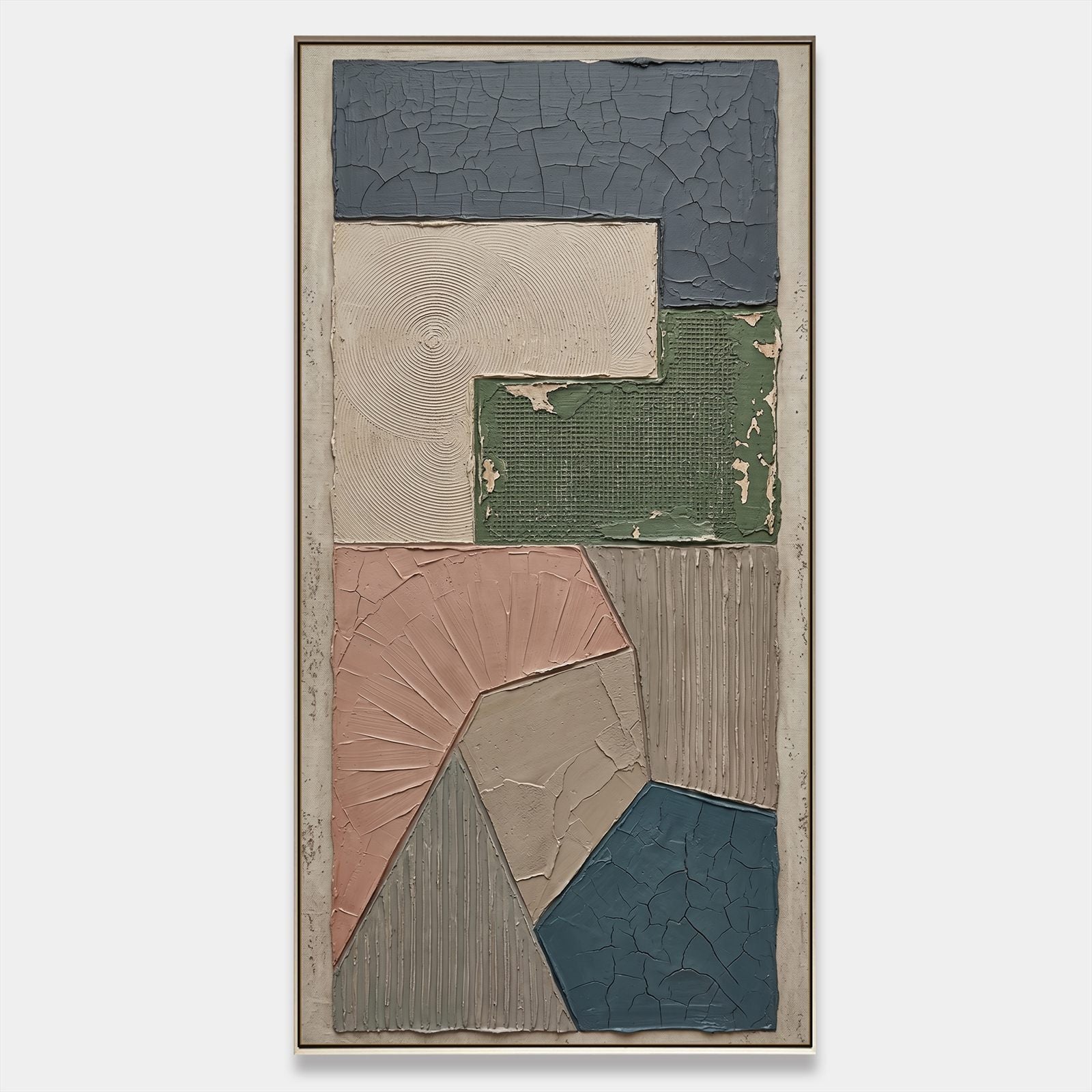 Large Earthy Minimalist Wall Art With Textured Geometric Forms For Modern Home