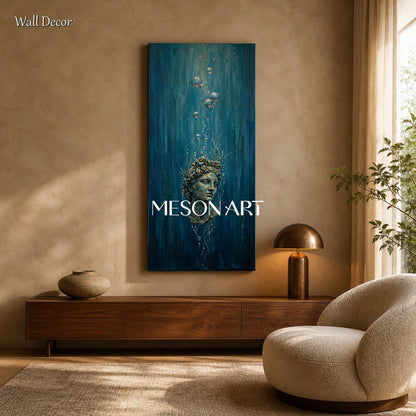 Blue And Gold Surreal Historical Art Reinterpretation Panoramic Conceptual Painting By Mesonart