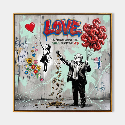 Red And Black Graffiti Wall Art Square Canvas Original Artist Hand Painted By Mesonart