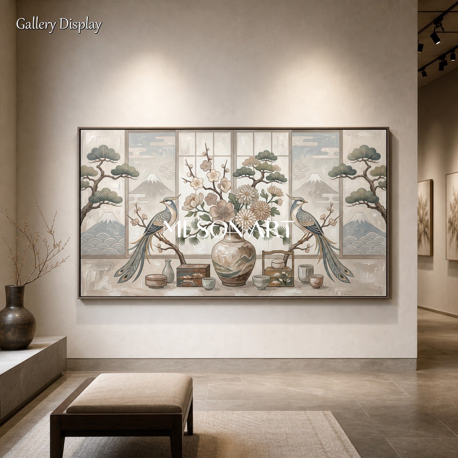 Luxury Chinoiserie Wall Art With Birds And Flowers For Living Room Decor