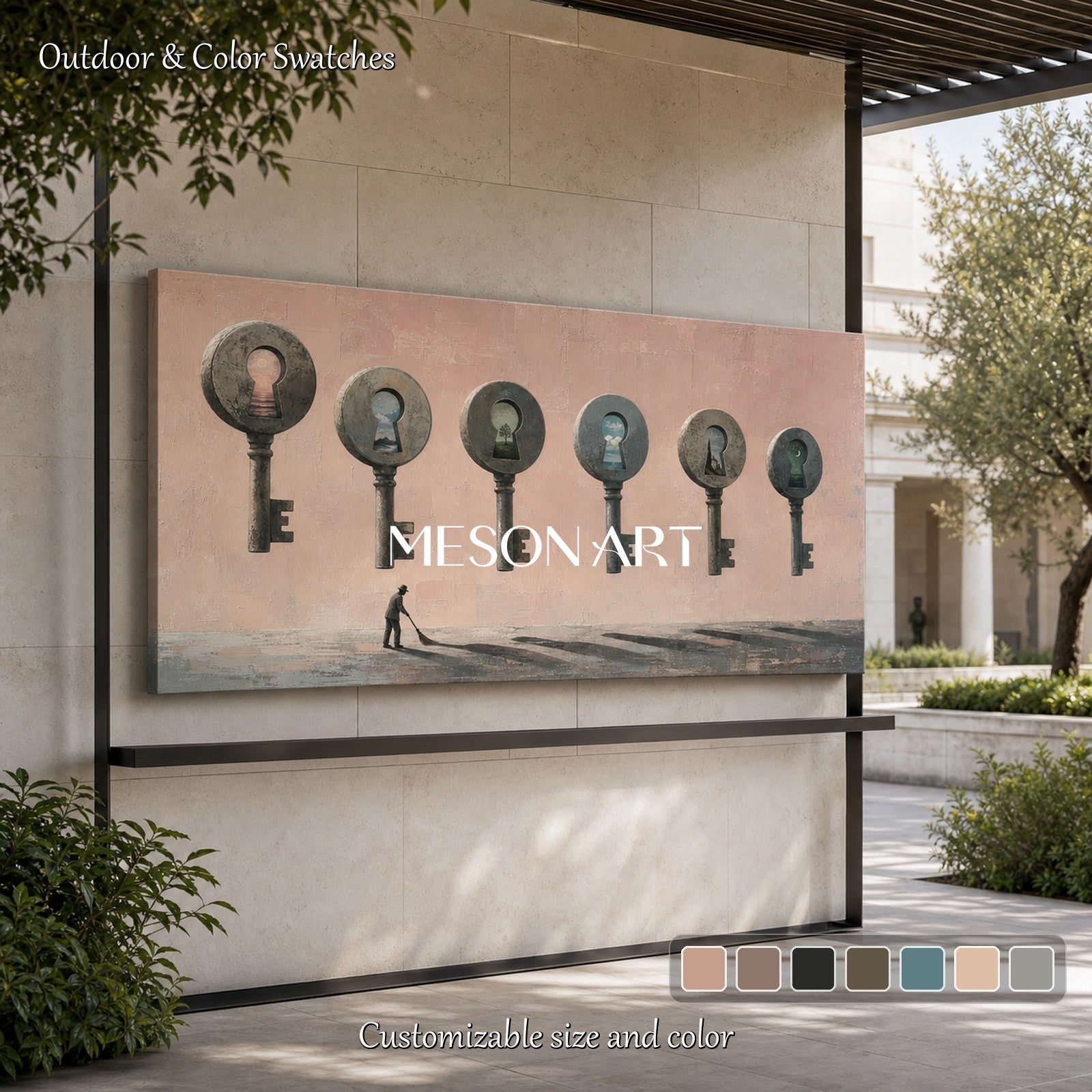 Surrealist Key Painting With Dream Landscapes For Modern Living Room Decor