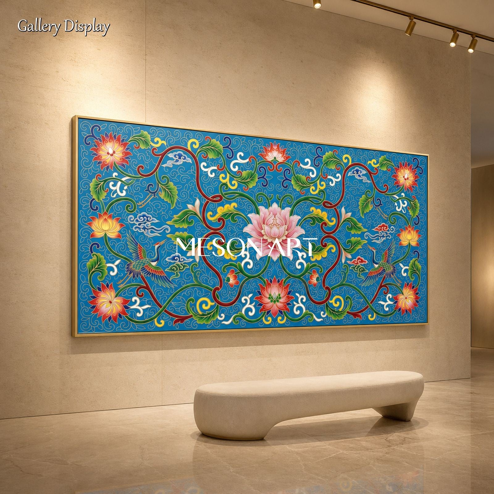 Blue And Green Islamic Arabesque Art Original Artist Panoramic Wall Decor By Mesonart