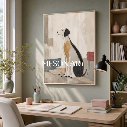 Minimalist Dog Painting Abstract Canvas Wall Art For Modern Living Room Decor