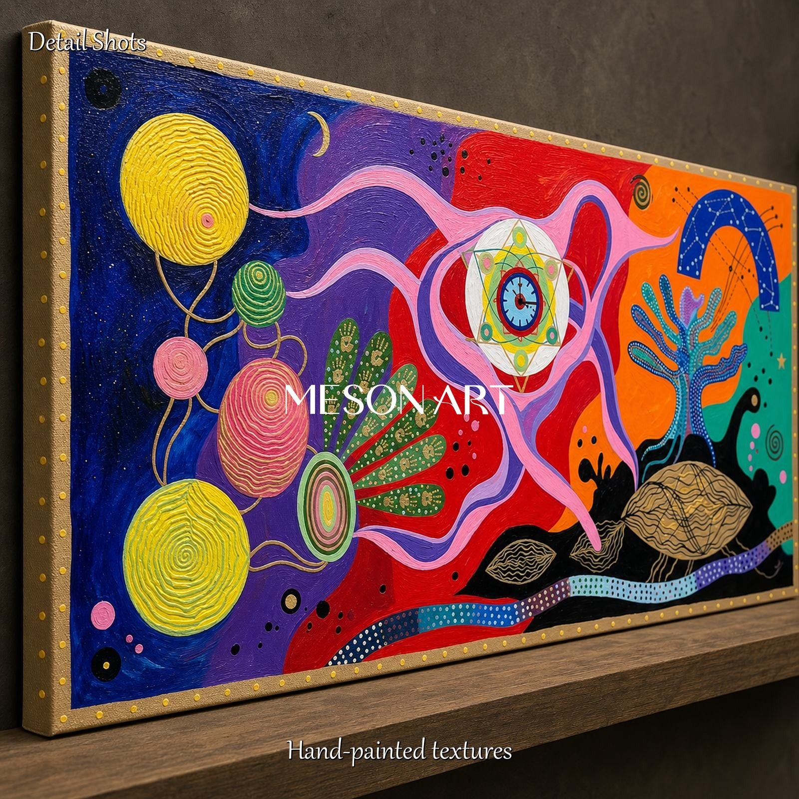 Large Surrealist Art Painting With Cosmic Eye For Living Room Decor