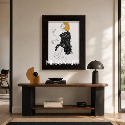 Black And Gold Abstract Original Contemporary Painting Rectangular Wall Art For Living Room By Mesonart