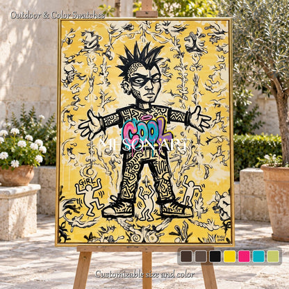 Gold And Black Graffiti Art Rectangular Wall Decor For Living Room By Mesonart