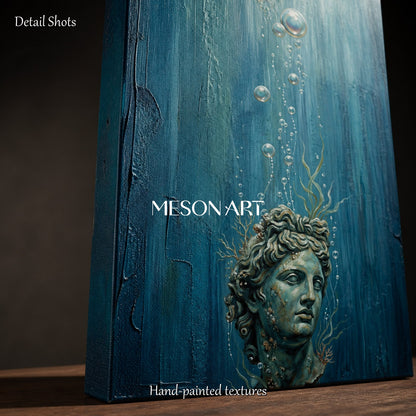 Blue And Gold Surreal Historical Art Reinterpretation Panoramic Conceptual Painting By Mesonart