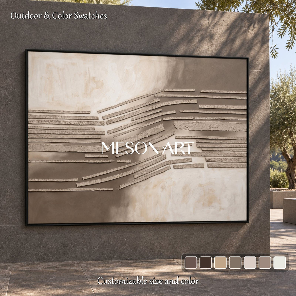 Beige And Brown Wabi-Sabi Abstract Art Rectangular Painting Original Artist By Mesonart