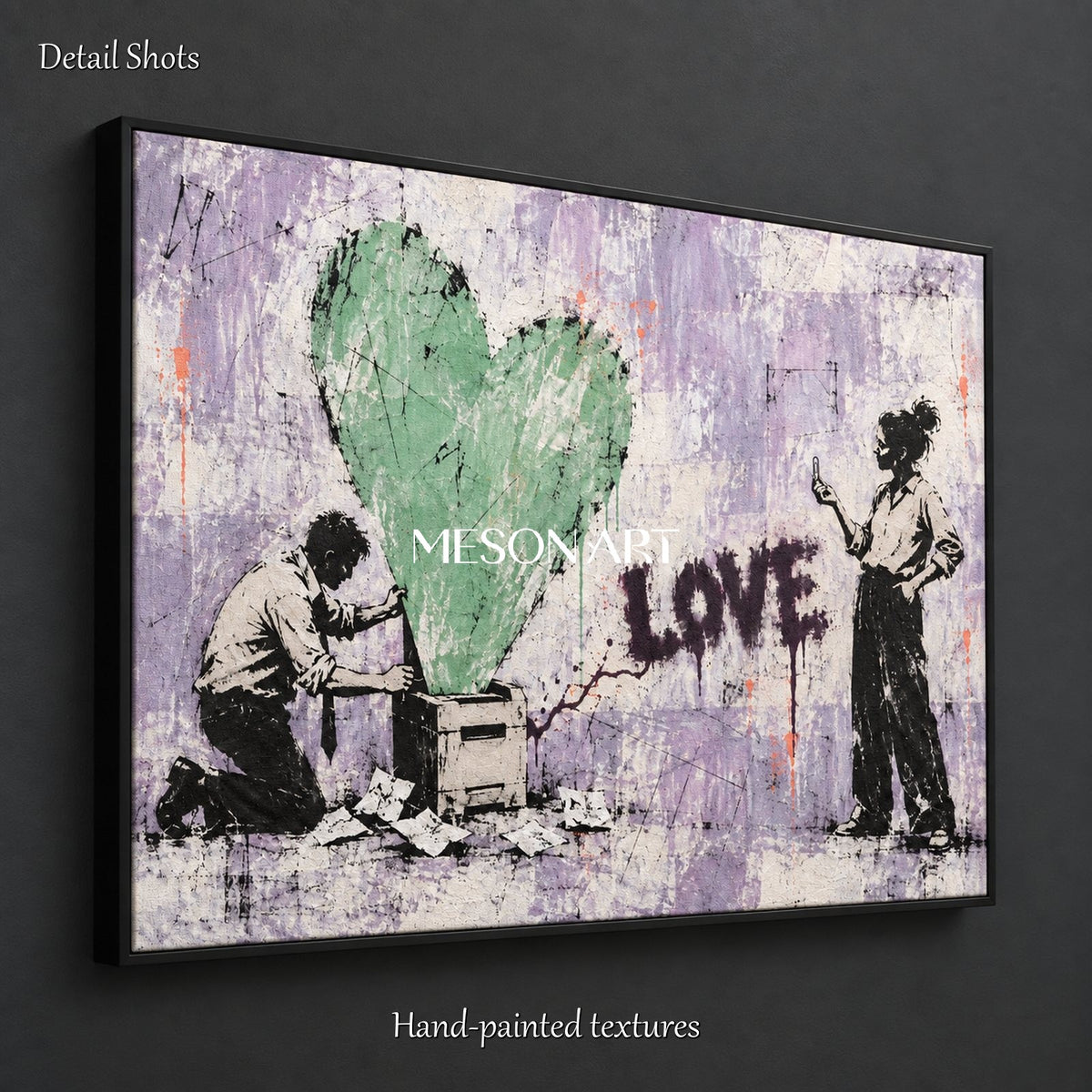 Purple And Green Abstract Graffiti Wall Art Large Rectangular Painting Original Artist By Mesonart
