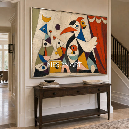 Surrealist Animal Art Painting With Cubist Geometry For Modern Living Room Decor