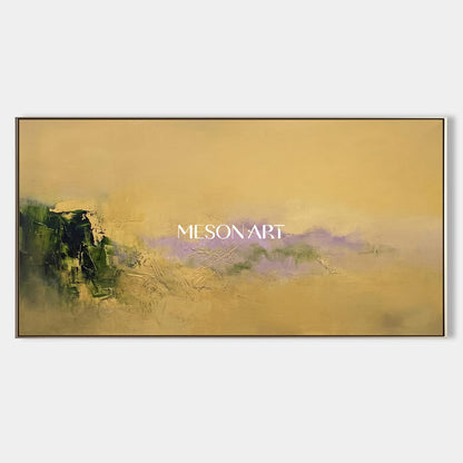 Gold And Green Abstract Landscape Painting Modern Contemporary Art By Original Artist For Living Room Wall Decor Panoramic By Mesonart