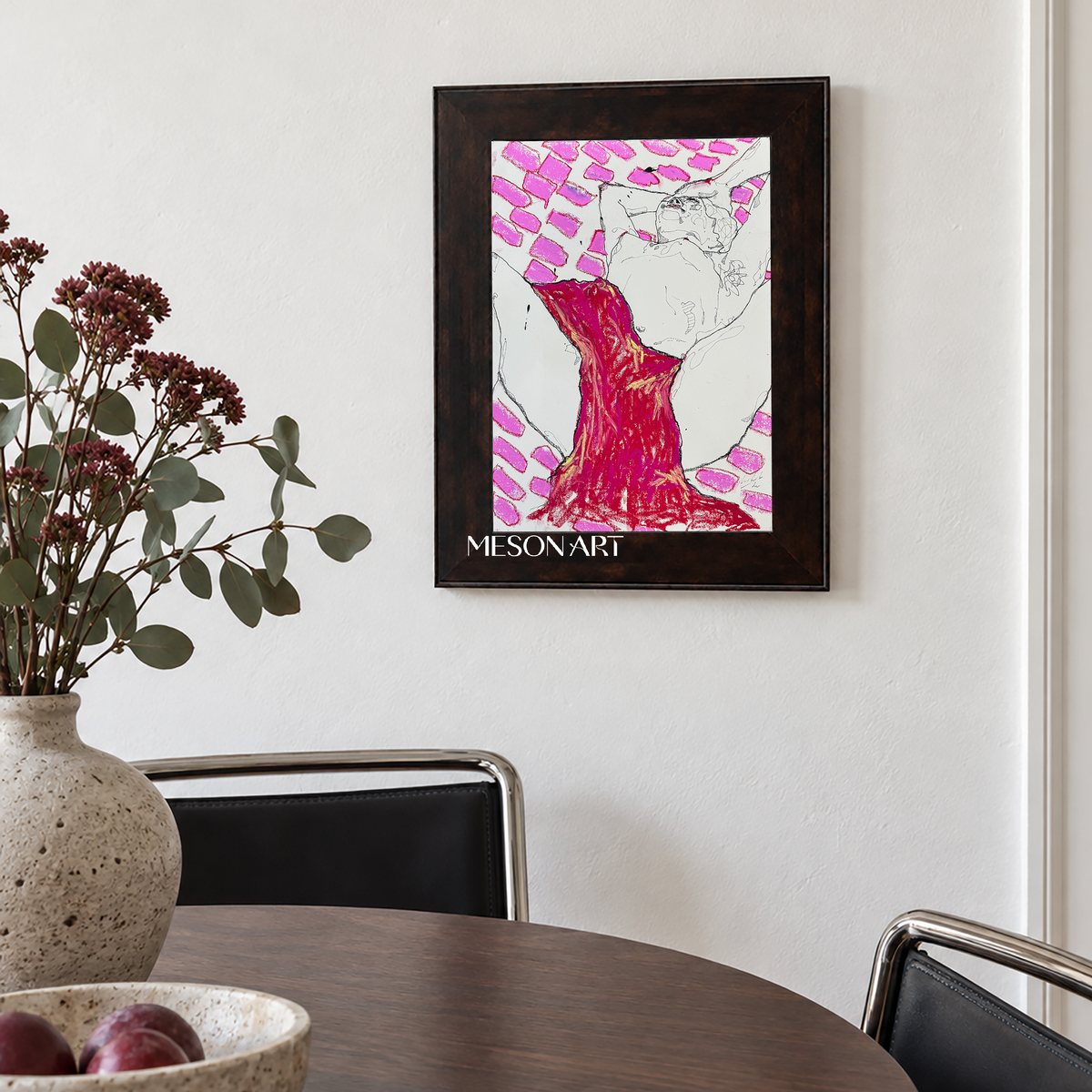 Pink And Red Figurative Expressionism Portrait Painting Original Artwork By Mesonart