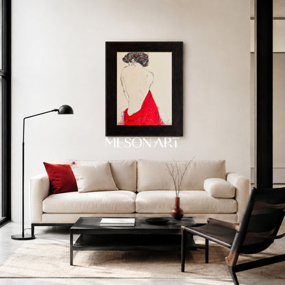 Red And Black Fine Art Collectible Luxury Wall Decor Rectangular Painting By Mesonart