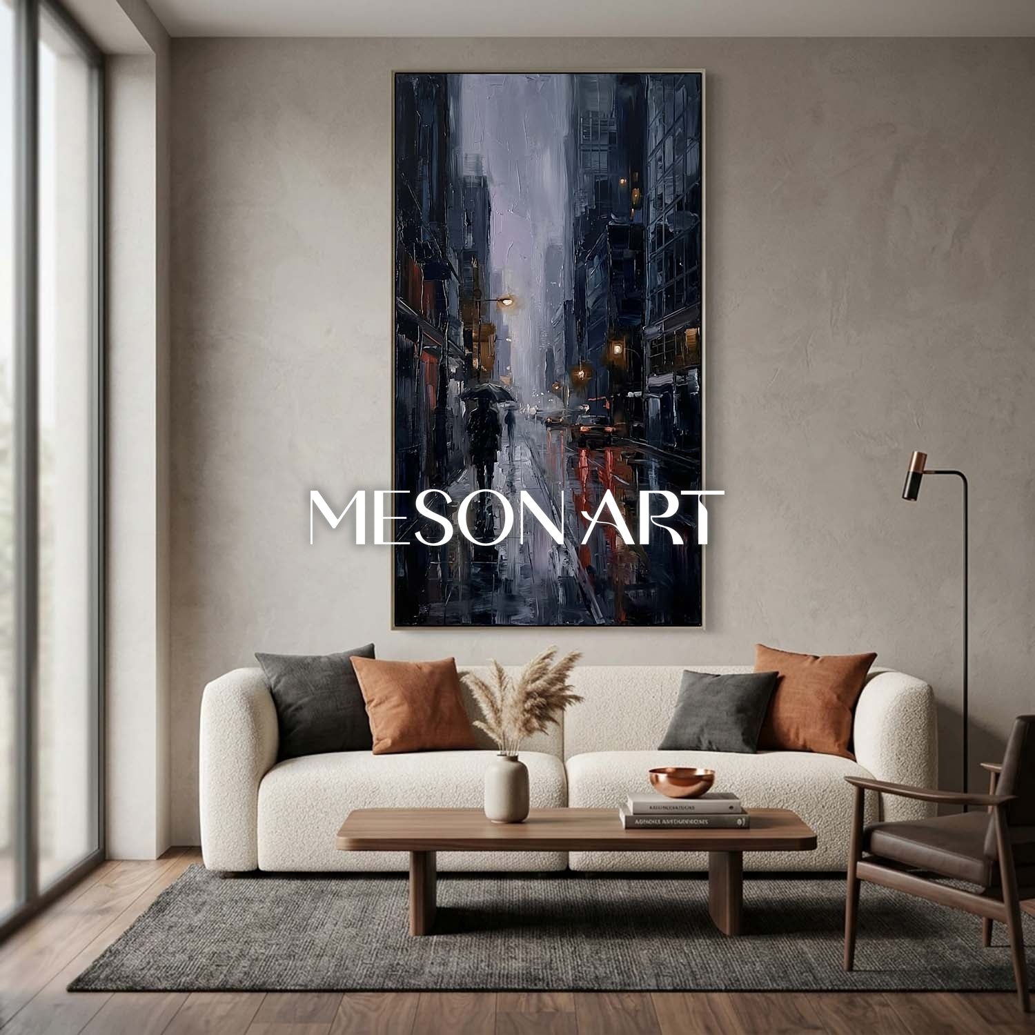 Abstract City Art Plaster Texture Painting For Industrial Loft Living Room Decor