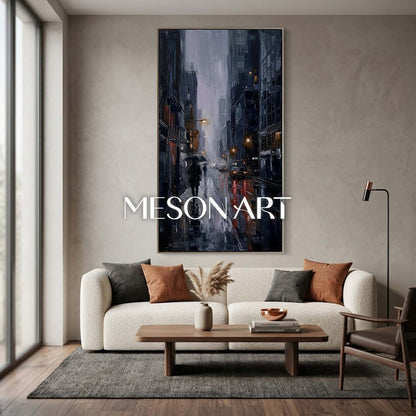 Abstract City Art Plaster Texture Painting For Industrial Loft Living Room Decor