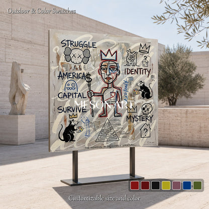 Abstract Street Art Painting With Symbolic Figures For Modern Living Room Decor