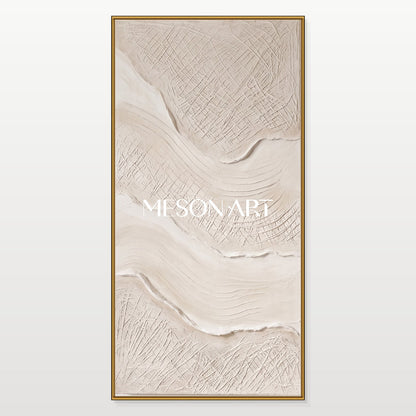 Beige 3D Textured Decorative Painting Panoramic Rectangular Wall Art Original Artist Hand Painted By Mesonart