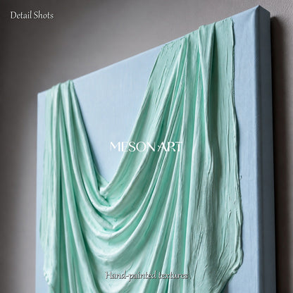 Decorazione da parete rettangolare in gesso moderno, biologica, nei toni del menta e del blu, di Mesonart