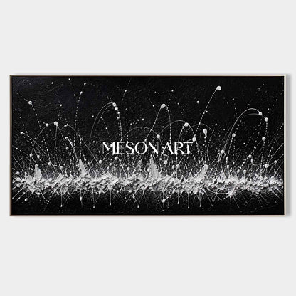 Pollock Abstract Style Black And White Textured Oil Painting For Modern Living Room Decor