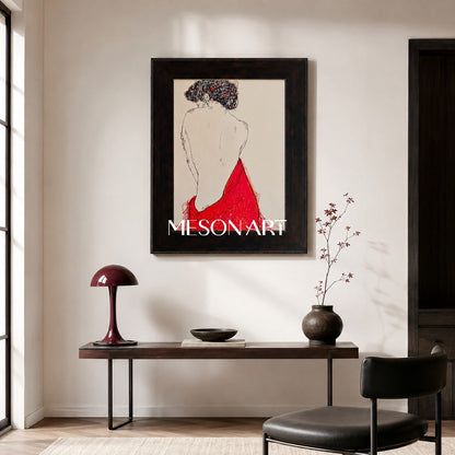 Red And Black Fine Art Collectible Luxury Wall Decor Rectangular Painting By Mesonart