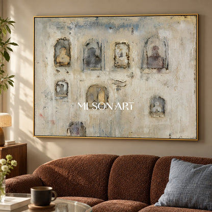 Neutral And Gray Abstract Painting Original Artist Hand Painted Mixed Media Textured Wall Art For Living Room By Mesonart