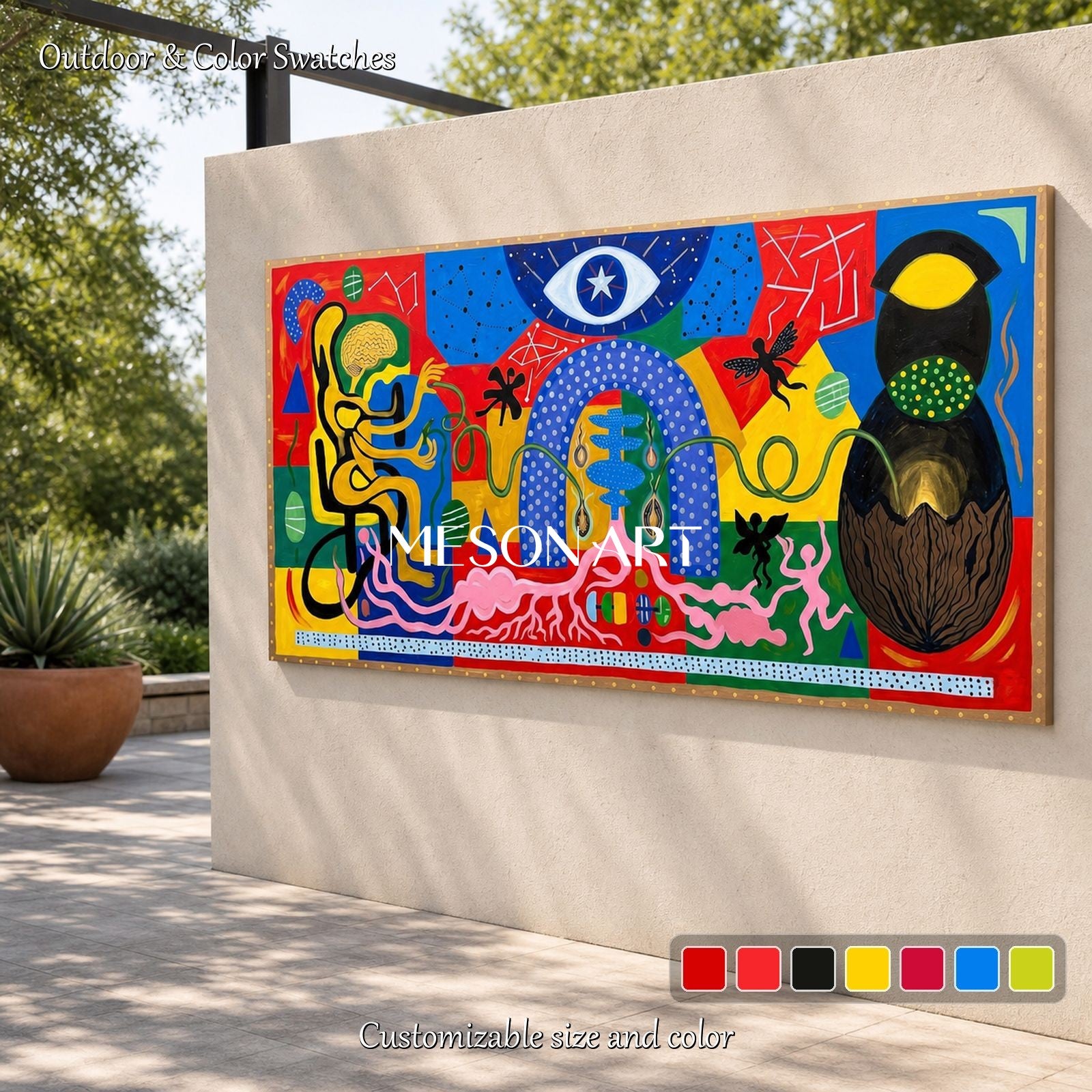Vibrant Abstract Surrealist Painting With Bold Colors For Modern Living Room Wall Art Decor