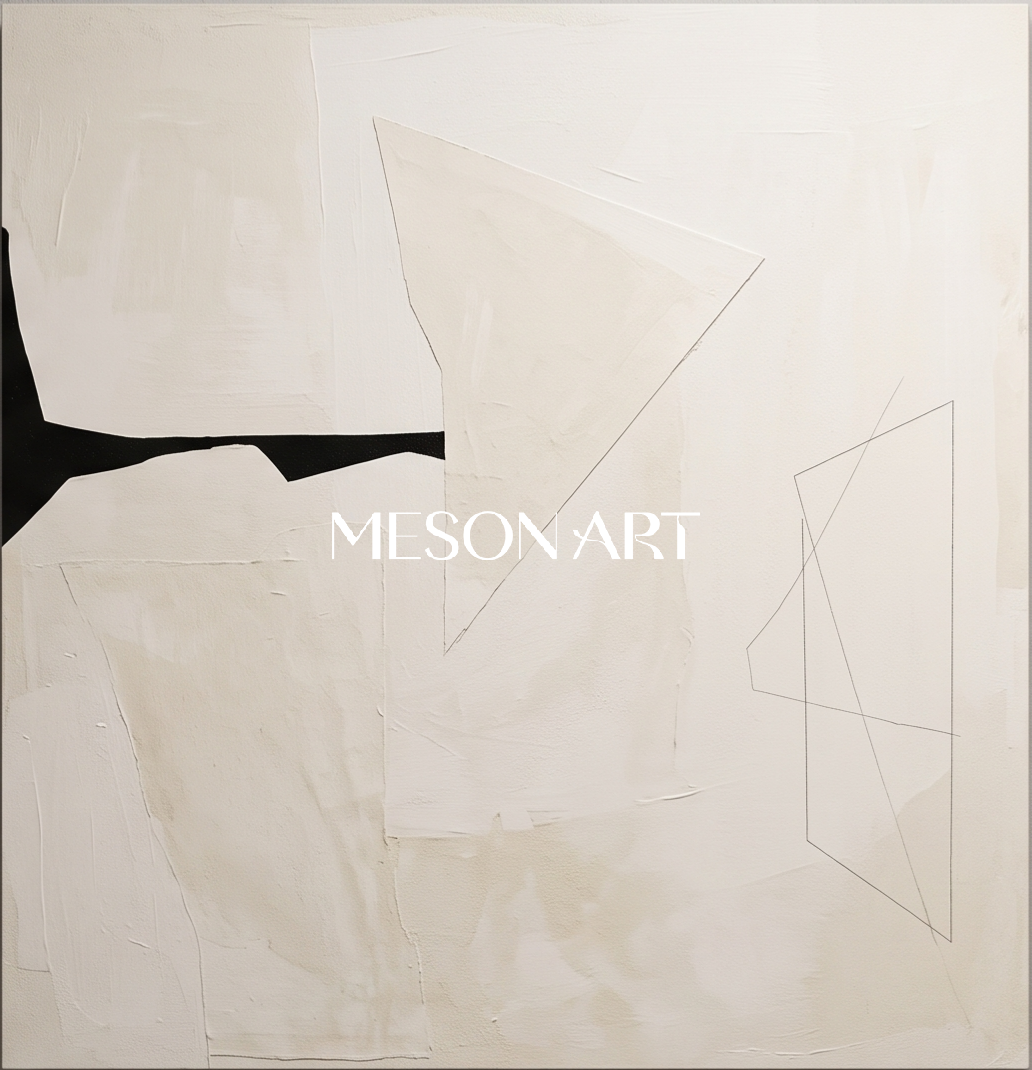 Beige And Black Contemporary Painting Square Wall Art Original Statement Artwork By Mesonart