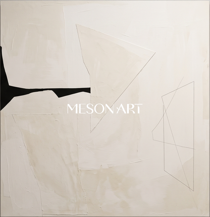 Beige And Black Contemporary Painting Square Wall Art Original Statement Artwork By Mesonart