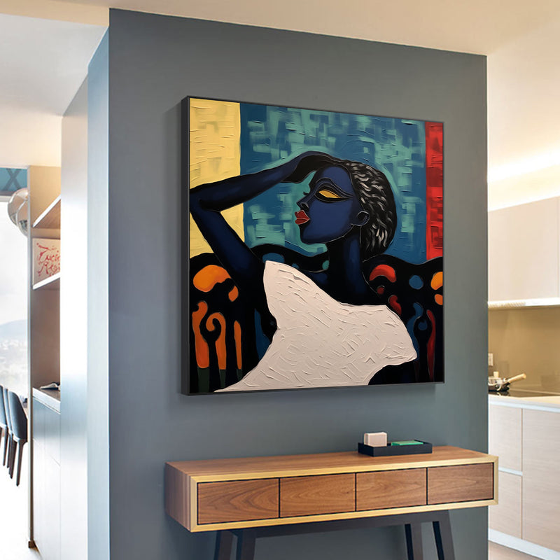 Abstract Woman Art on Canvas Abstract Woman Textured Painting Abstract Lady Bedroom Wall Art