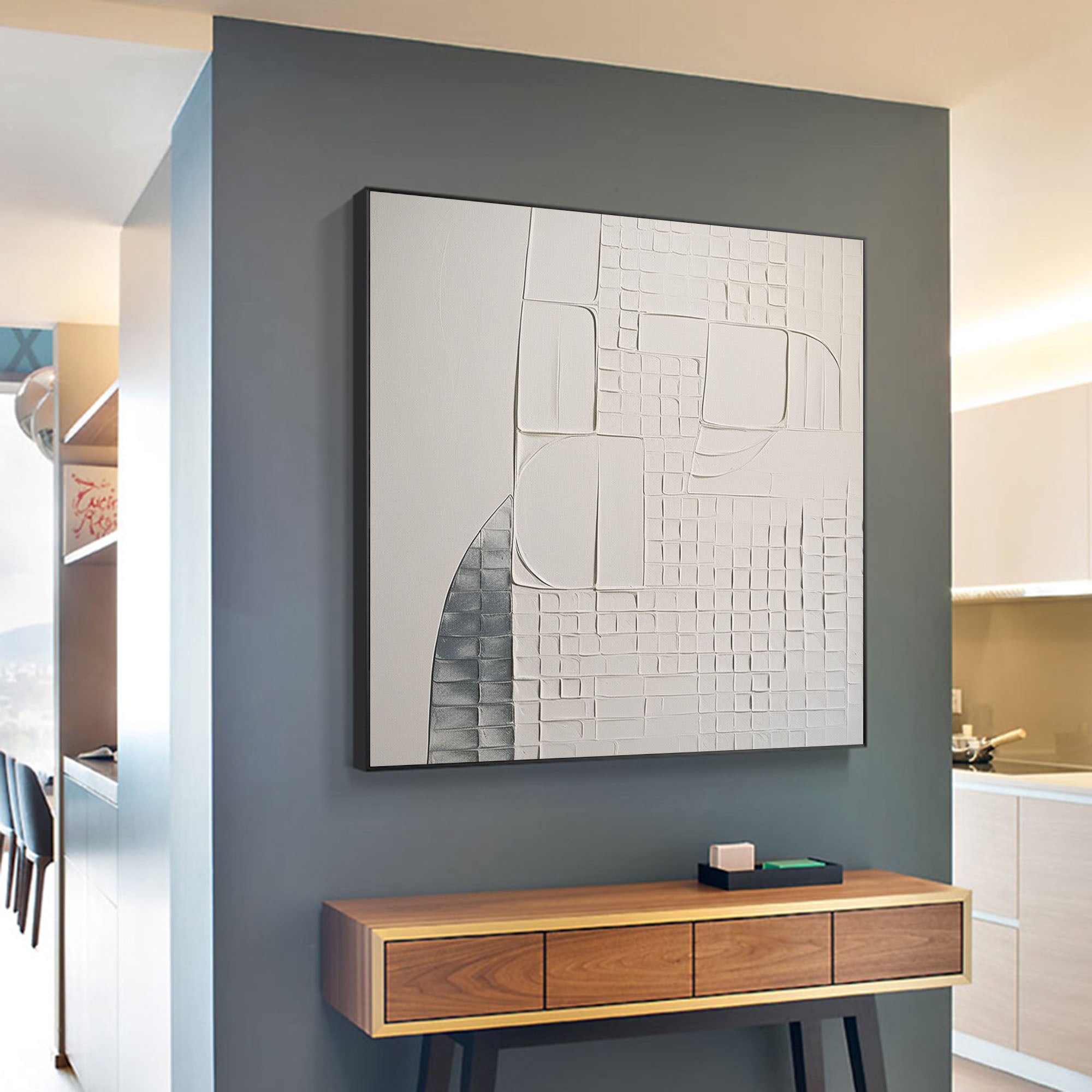 3D White Abstract Texture Art White Minimalist Wall Art Plaster Abstract Canvas Art Texture Wall Art