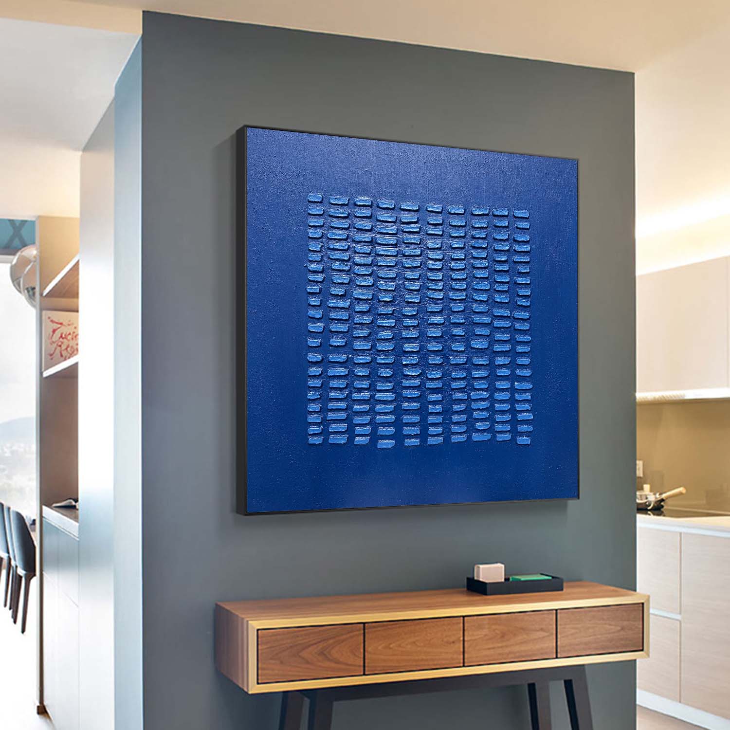 Large Blue 3D Texture Painting Blue Minimalist Wall Art Blue Abstract Canvas Art Blue Oil Painting