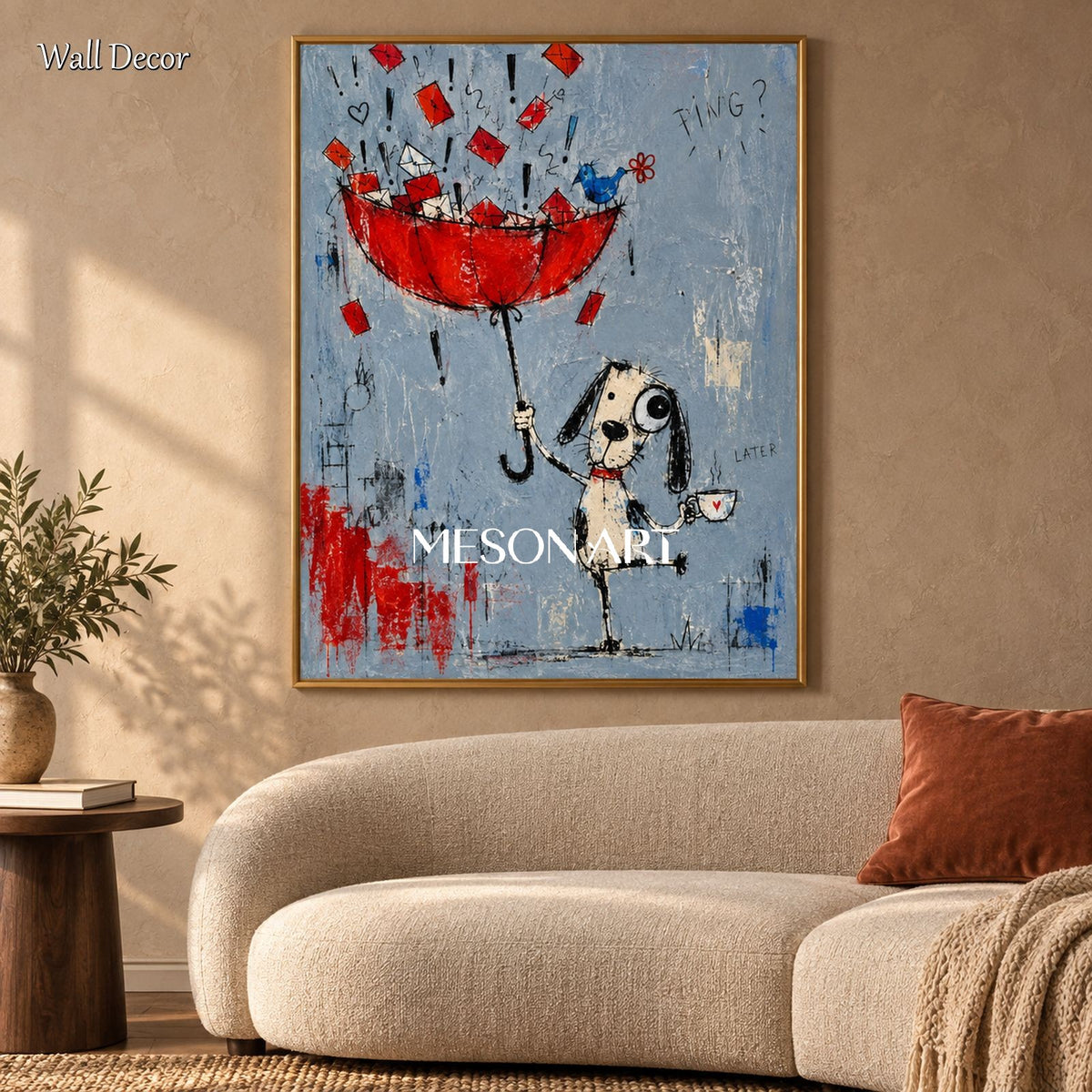 Red And Blue Graffiti Abstract Painting Rectangular Wall Art Original Artist Hand Painted By Mesonart
