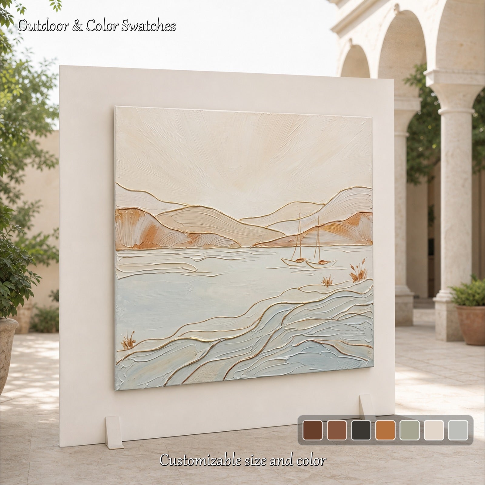 Minimalist Coastal Art With Gold Accents For Modern Living Spaces