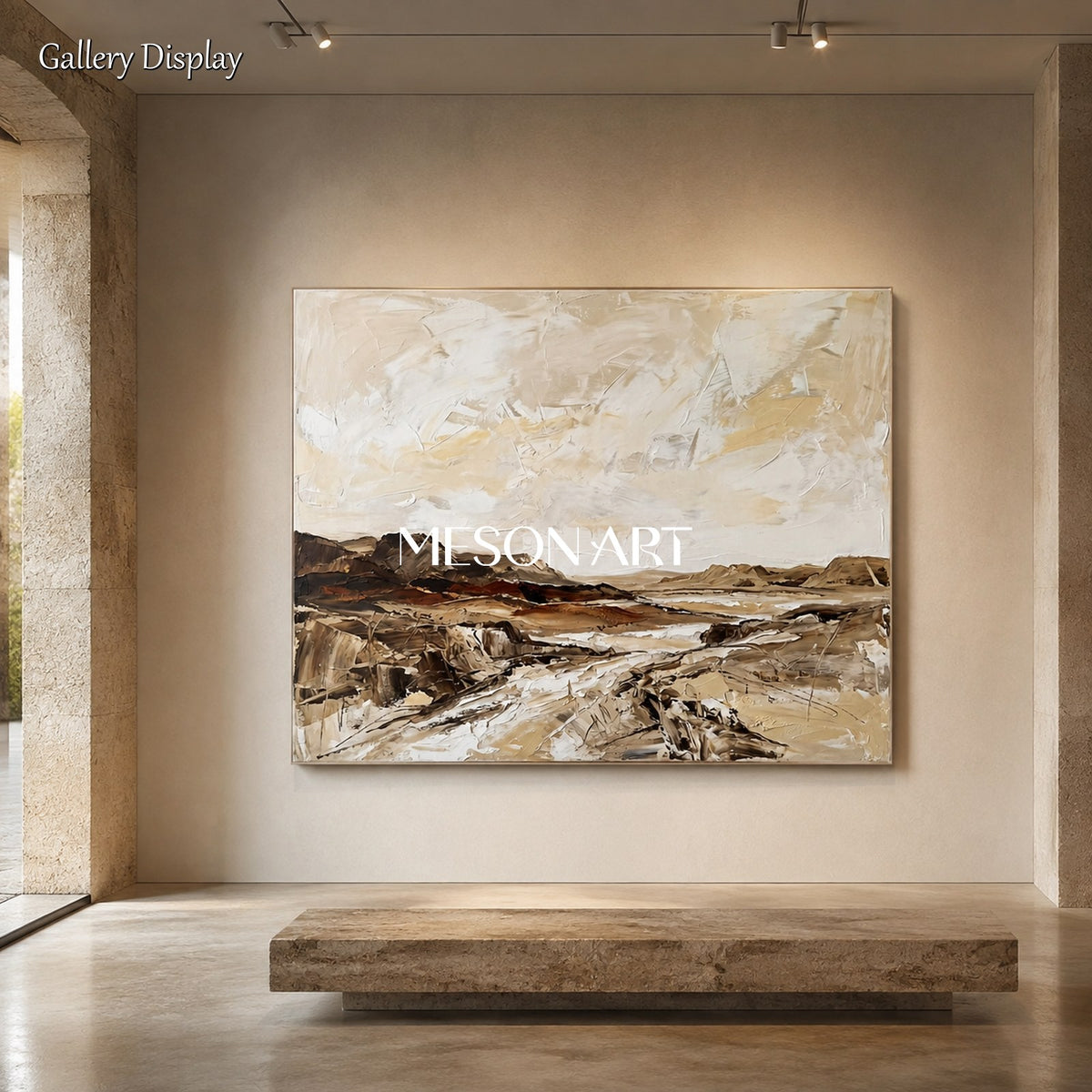 Beige And Brown Abstract Painting Large Rectangular Wall Art Original Artist Hand Painted By Mesonart