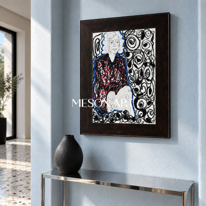Red And Black Modern Portrait Painting Rectangular Wall Art Original Artist By Mesonart