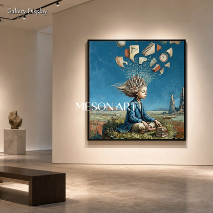 Original Surrealist Painting For Home Office With City In Mind Theme